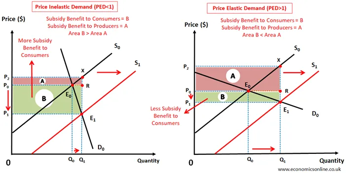 Graphs of subsidy and elasticity