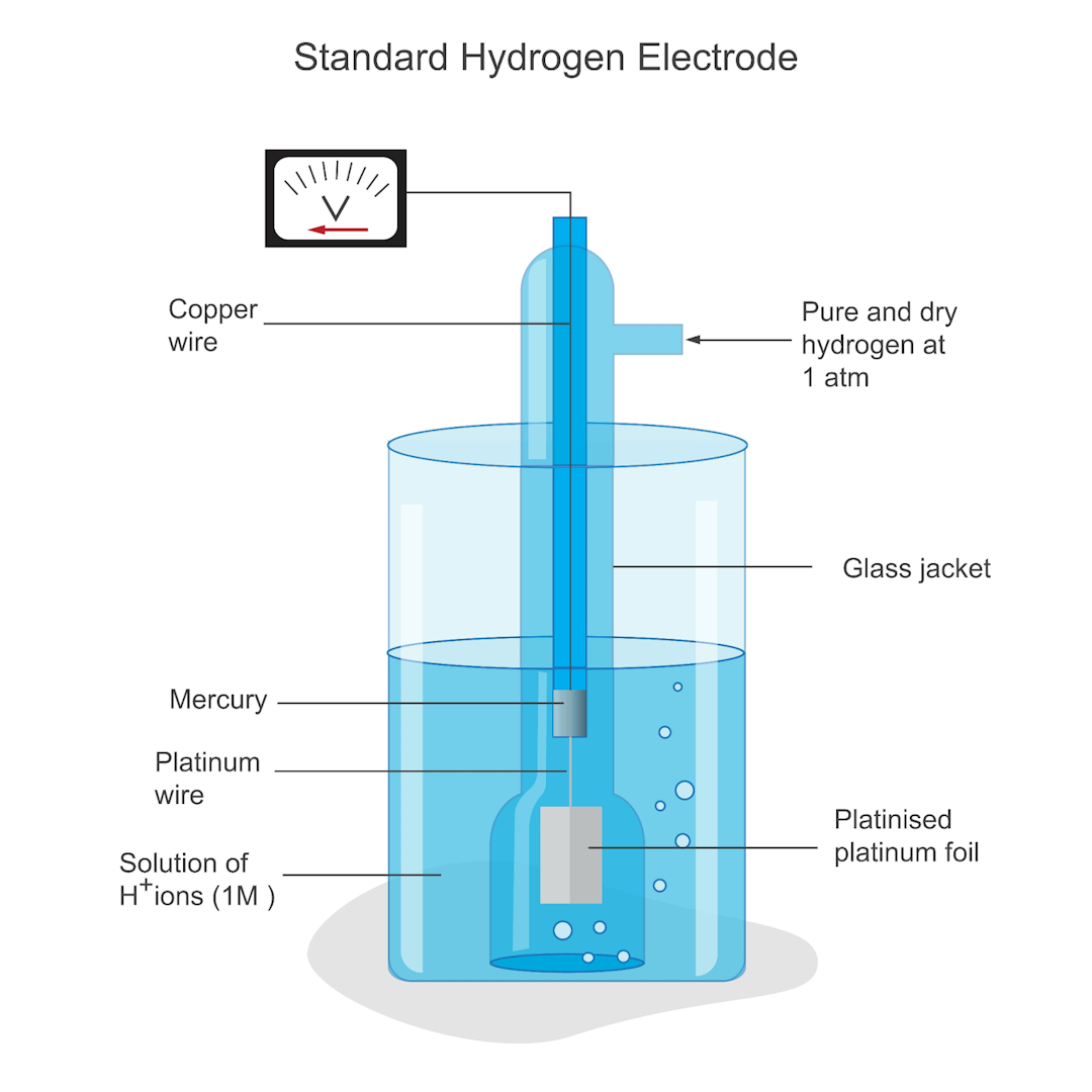 A diagram of standard hydrogen electrode (SHE).